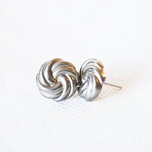 Silver Woven Stud Earrings